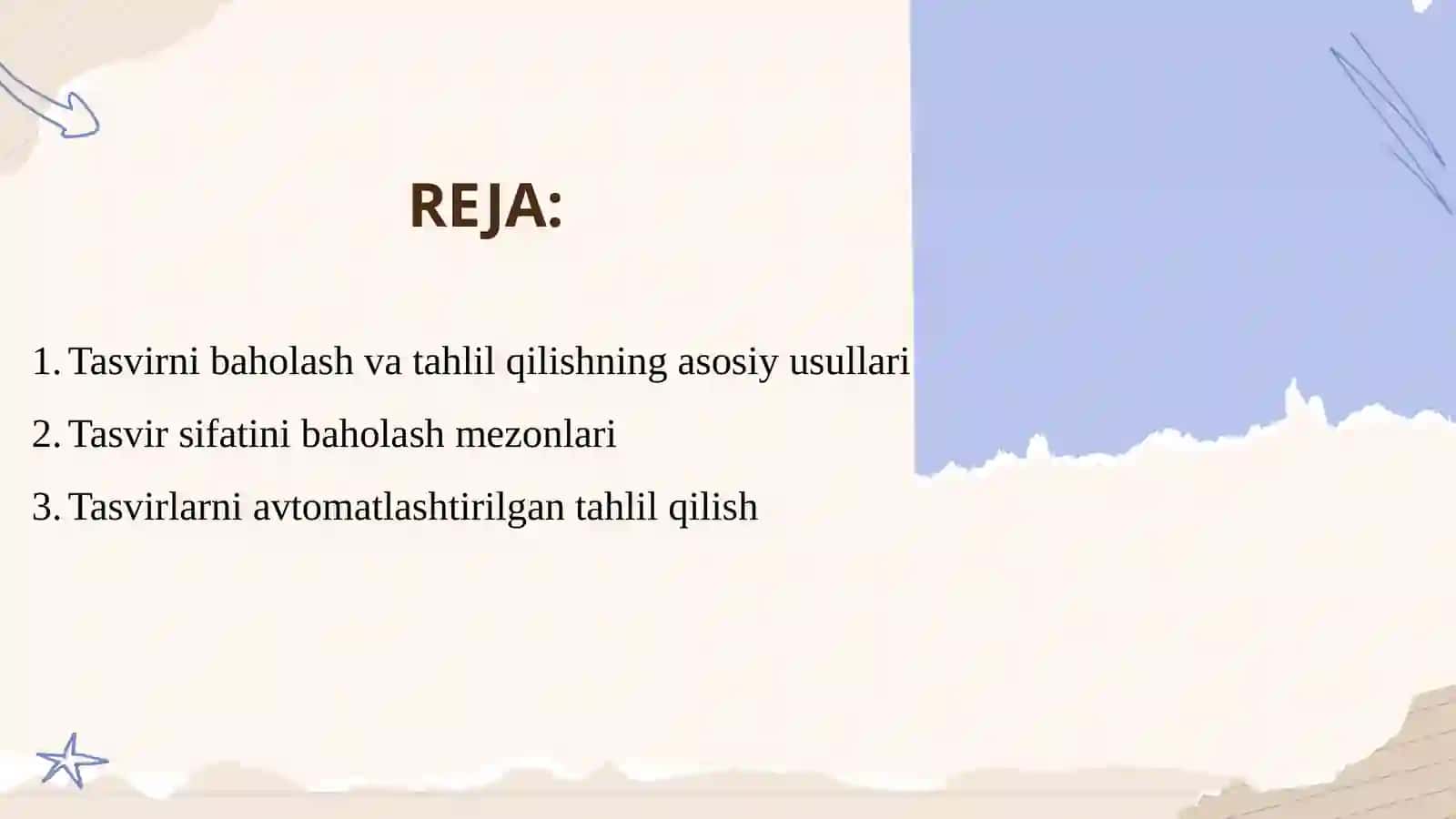 Tasvirnibaholash va tahlil qilish texnikalari 2