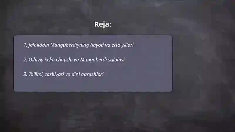 Jaloliddin Manguberdiyning hayoti va erta yillari 2