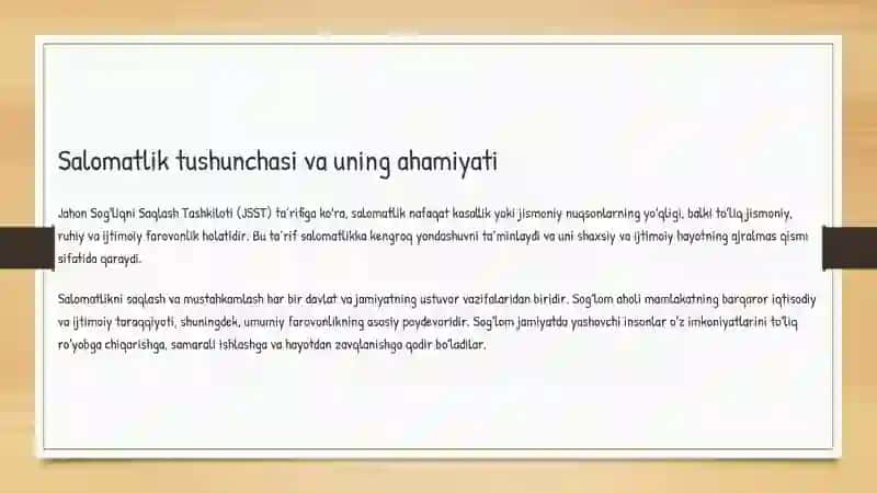 Jamoat salomatligi va valeologiya: Aholining sogʻlomlik darajasini oshirish yoʻllari 2