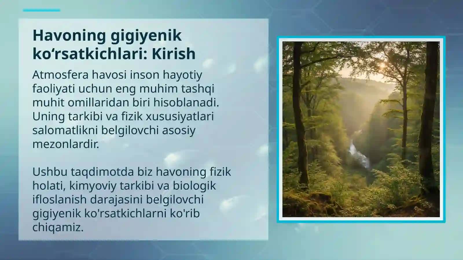 Havoning gigiyenik ko‘rsatkichlari 2
