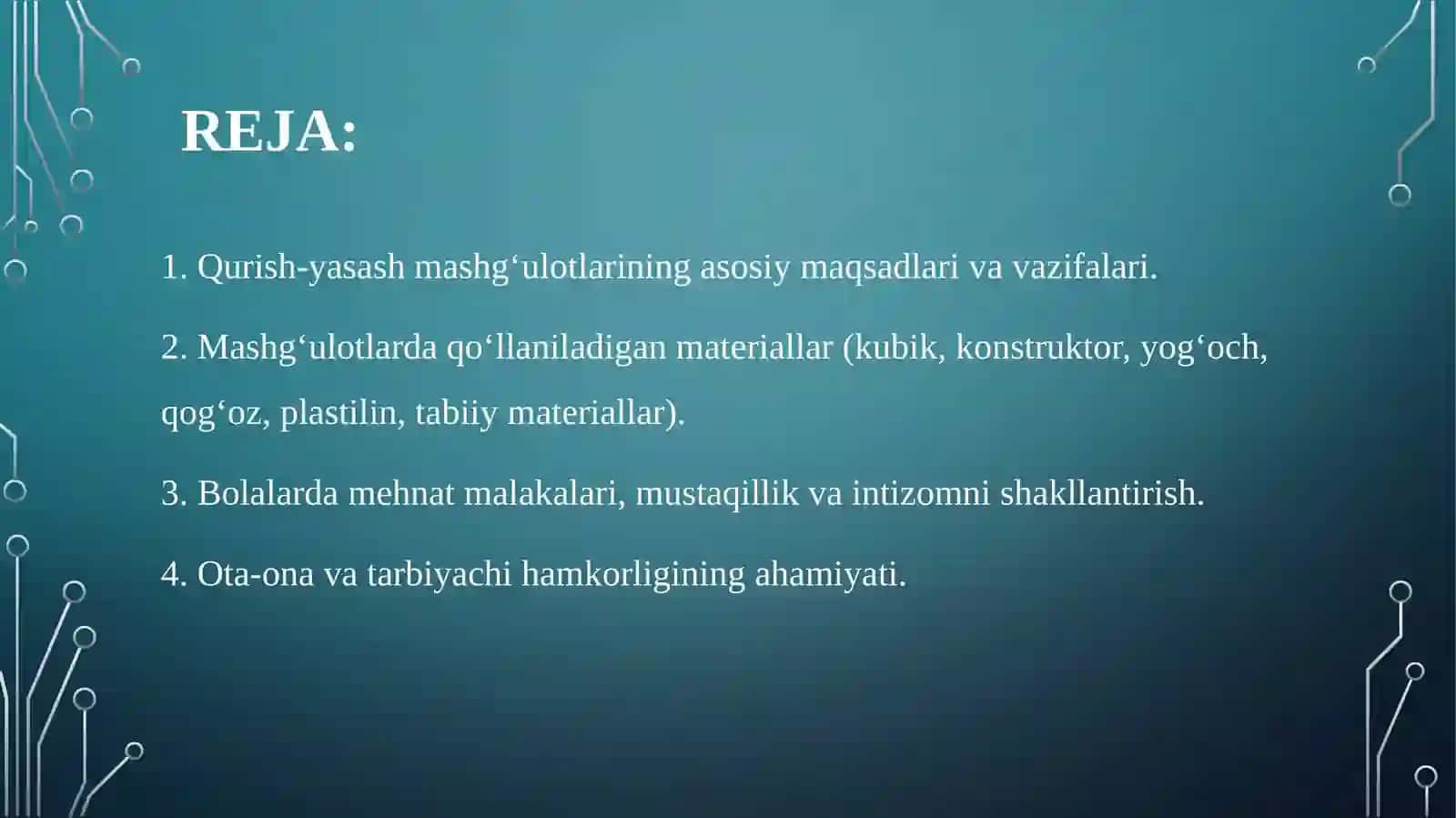 O’rta guruhlarda qurish-yasash mashg’ulotlari 2