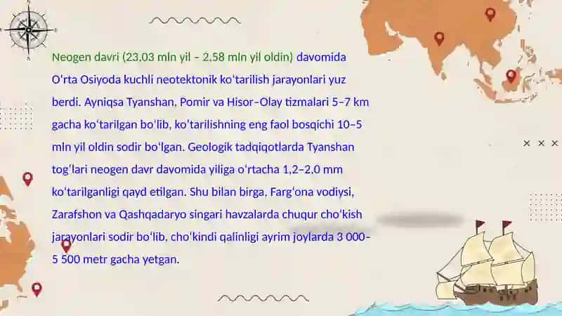O'rta Osiyoning neogen-to'rtlamchi davrgeologik tarixi 2