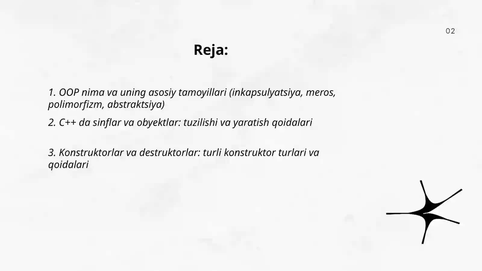 Obyektga yo'naltirilgan dasturlashga kirish C++ mavzusi 2