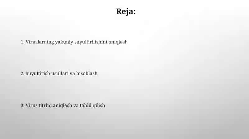 Viruslarning oxirgi suyulish darajasini aniqlash 2