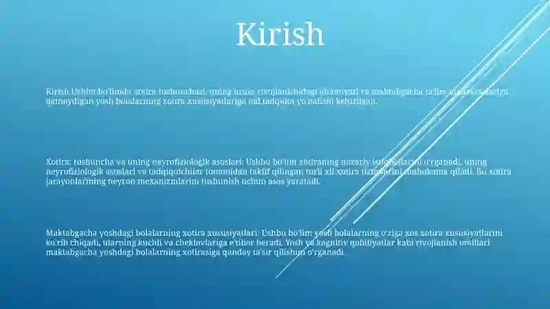 Kichik Maktab Yoshidagi Bolalarning Xotira Xususiyatlari Xotira Haqida Tushuncha Va Uning Nerf-Fizyalogik Asosi Nazaryalari 2