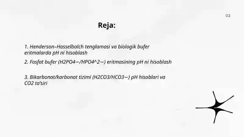 Biologik ahamiyatga ega boʻlgan bufer eritmalarni pH ni hisoblash 2