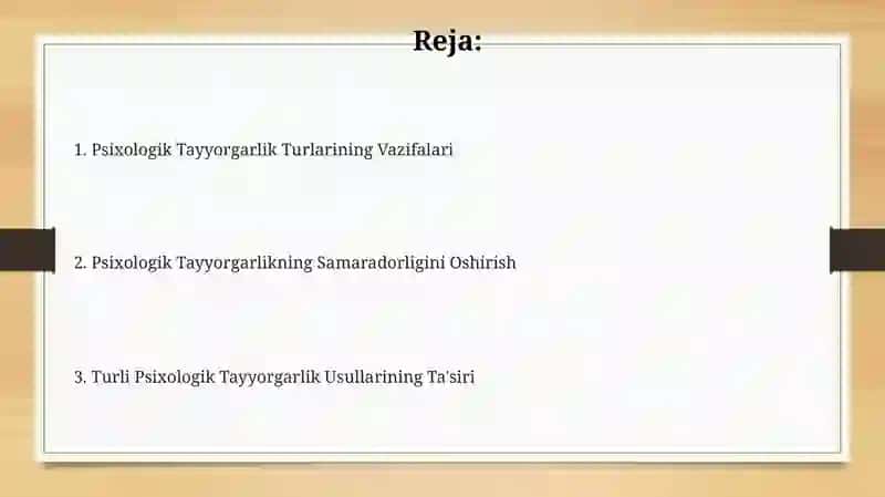 Psixologik tayyorgarlik turlarining vazifalari 2