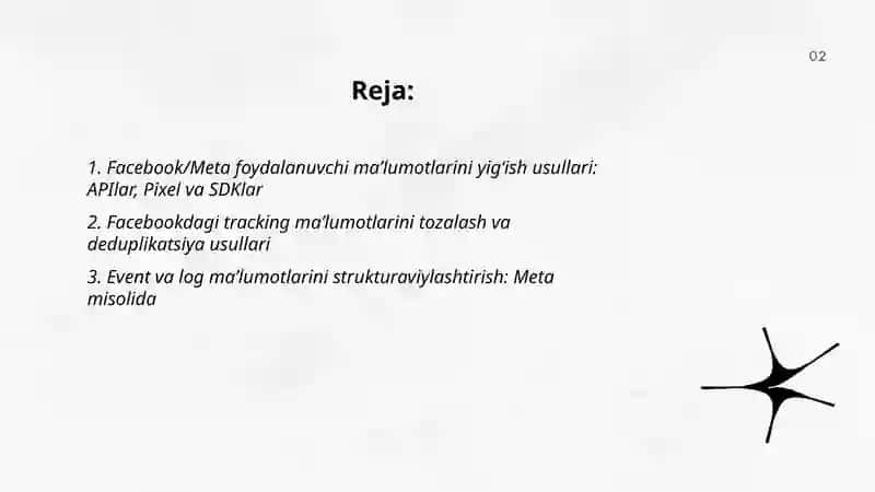 Maʼlumotlarni yigʻish, qayta ishlash va statistik tahlil qilish usullari - Facebook |Meta faoliyati misolida 2