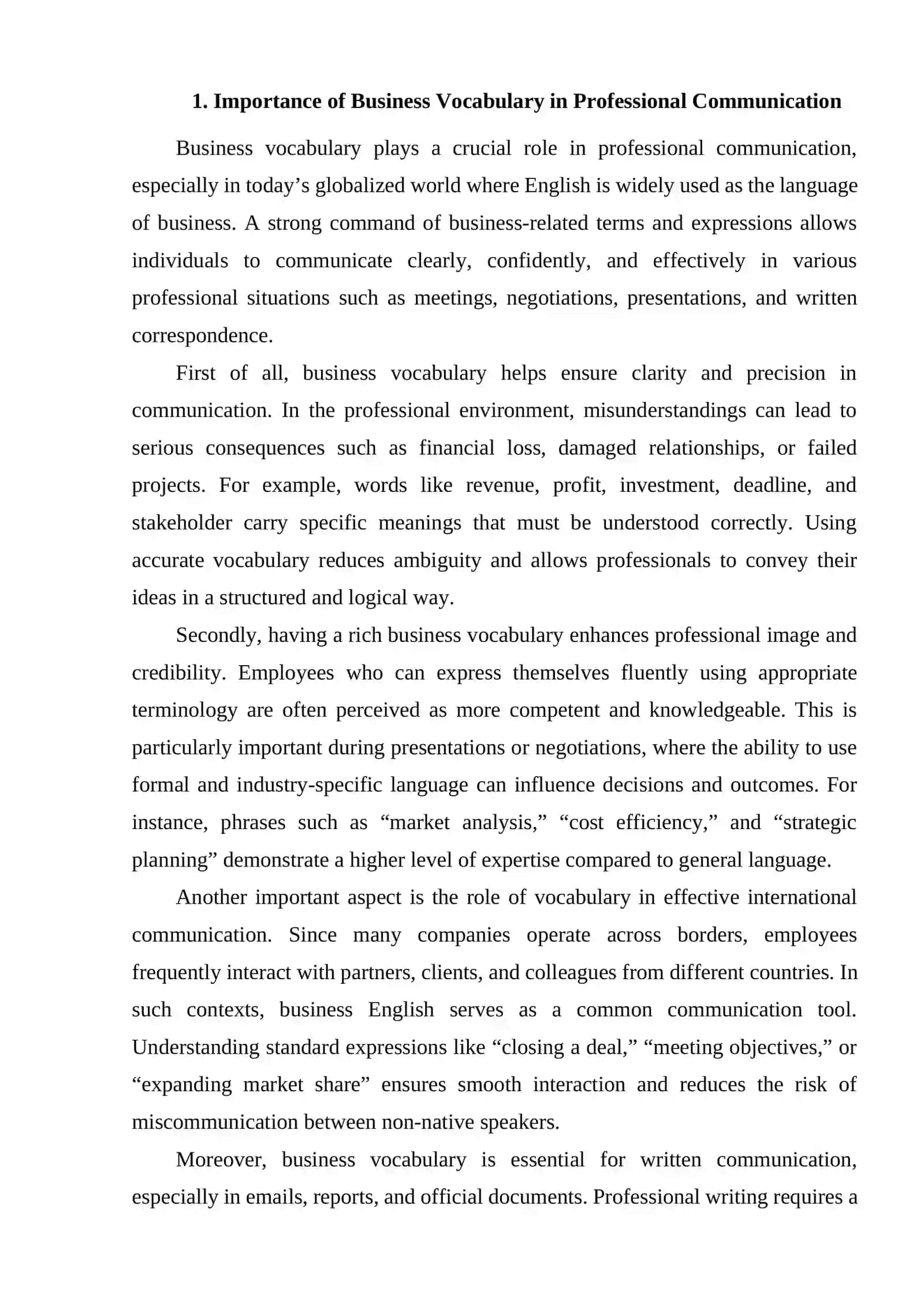 VOCABULARY BUILDING IN ENGLISH FOR BUSINESS 2