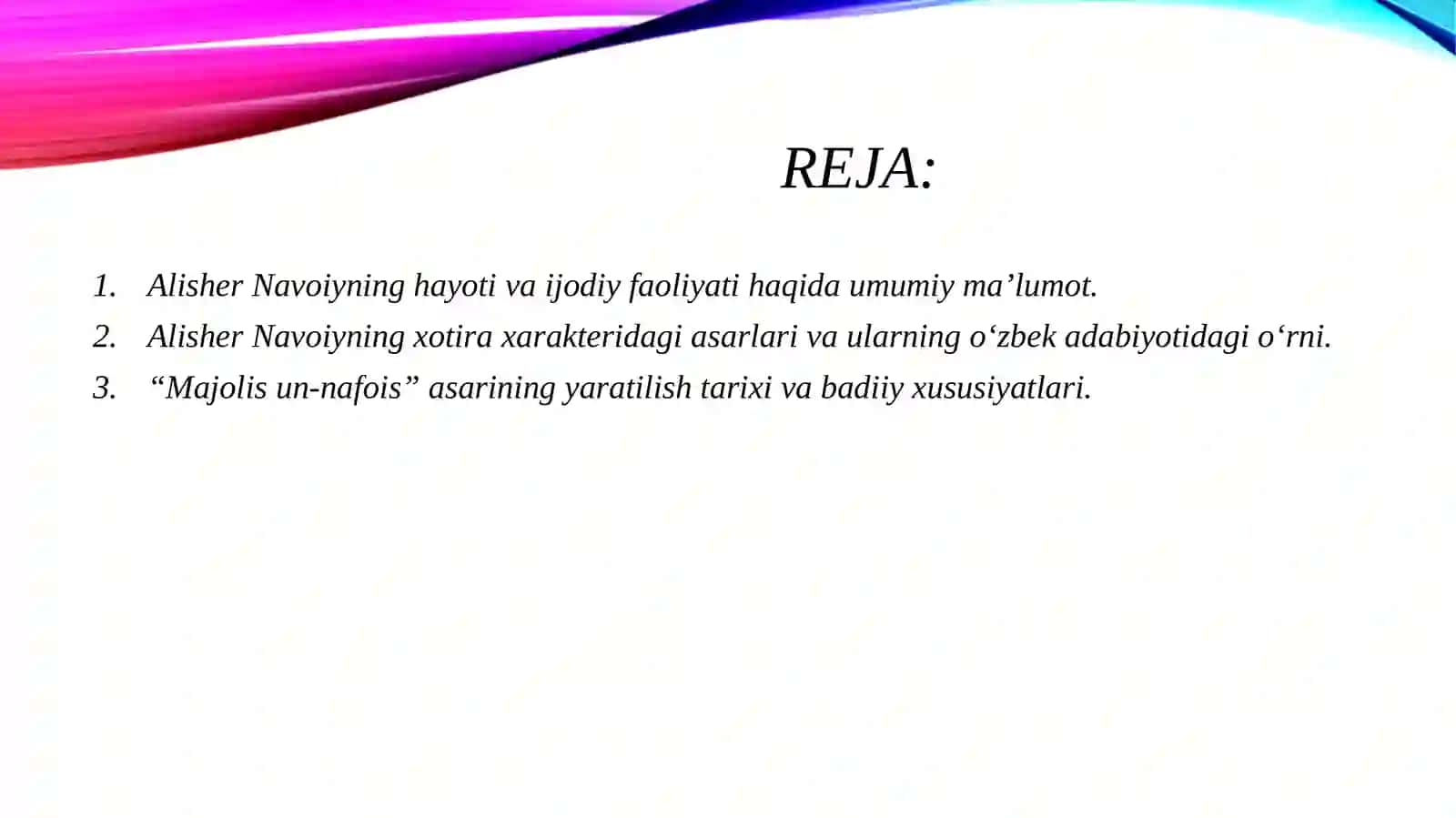 Alisher Navoiyning xotira asarlari badiyati 2
