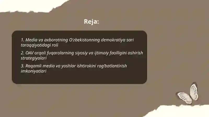Media va axborotning Oʻzbekistonning demokratiya sari taraqqiyotidagi roli 2