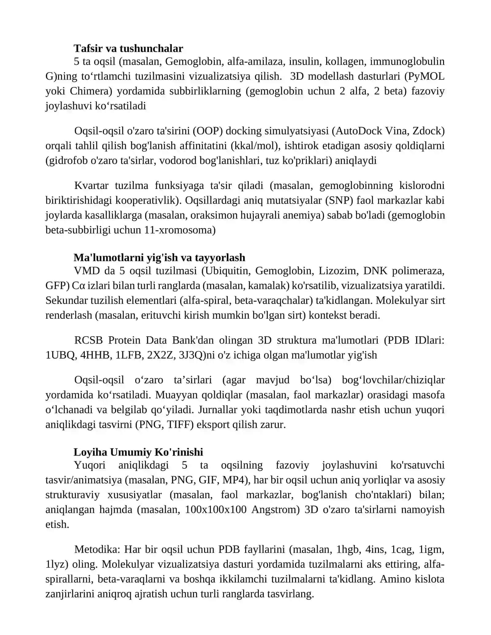 Rasm Mol dasturi vositasida 5ta oqsilning vizualitsiya tasvirini yaratish 2