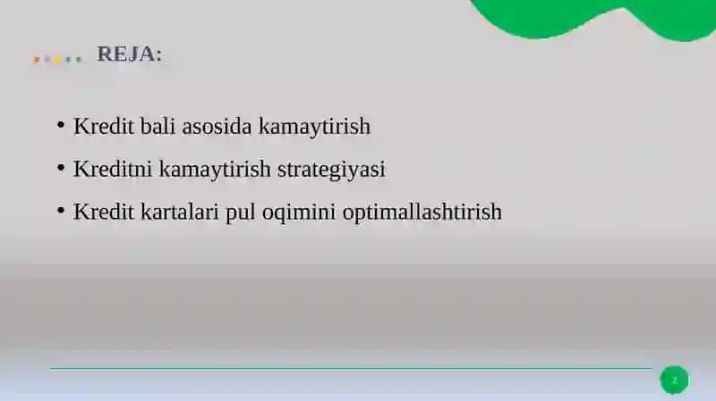 KREDIT QIYMATINI KAMAYTIRISH YO‘LLARI 2