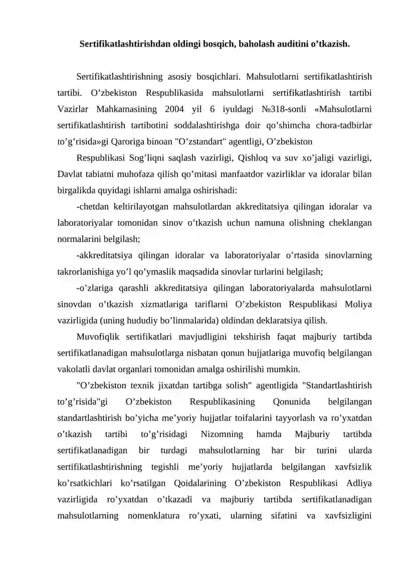 Sertifikatlashtirish bosqichlari 2