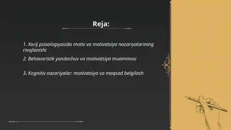 Xorij psixologiyasida motiv va motivtsiya muammosi 2