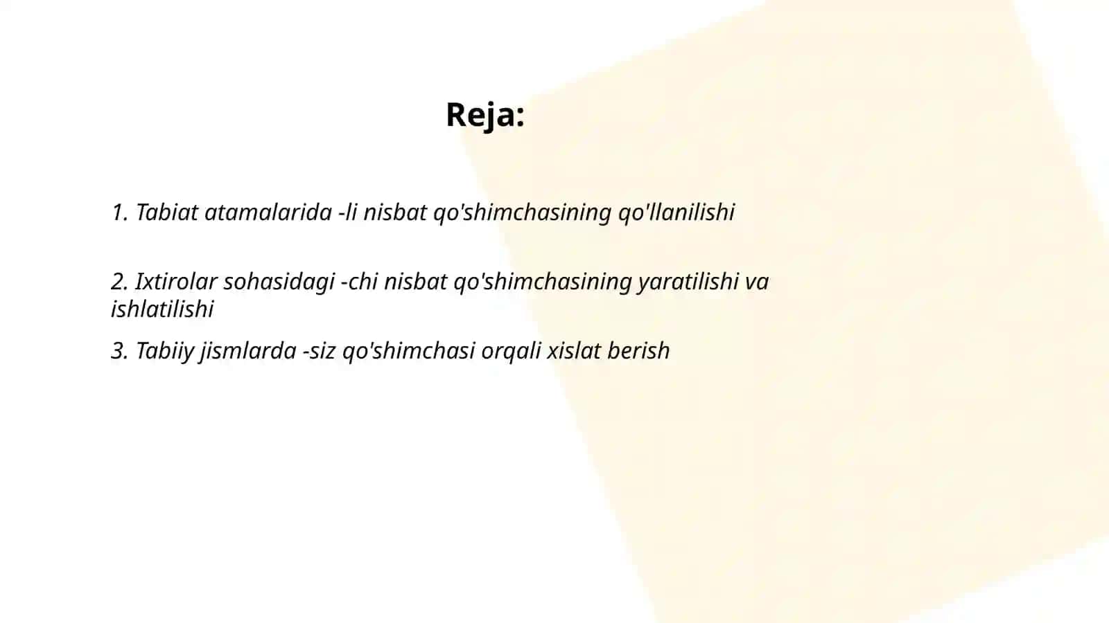 Tabiat va ixtirolar.Nisbat qo'shimchalari qo'llanilishi 2