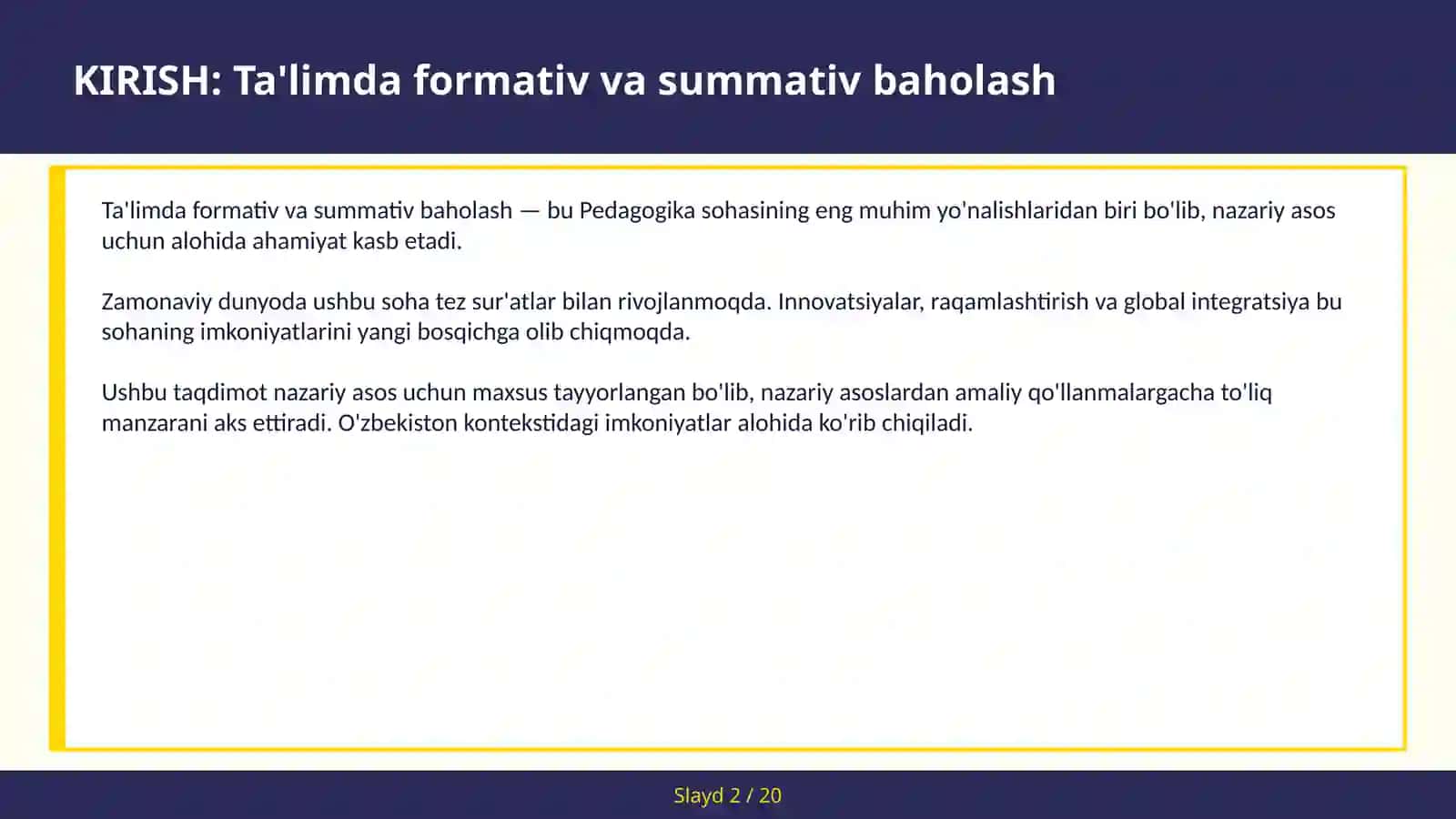 TA'LIMDA FORMATIV VA SUMMATIV BAHOLASH 2