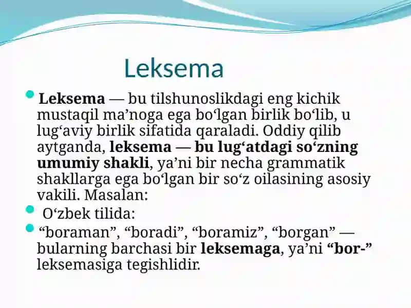 Leksema va so’z munosabati 2