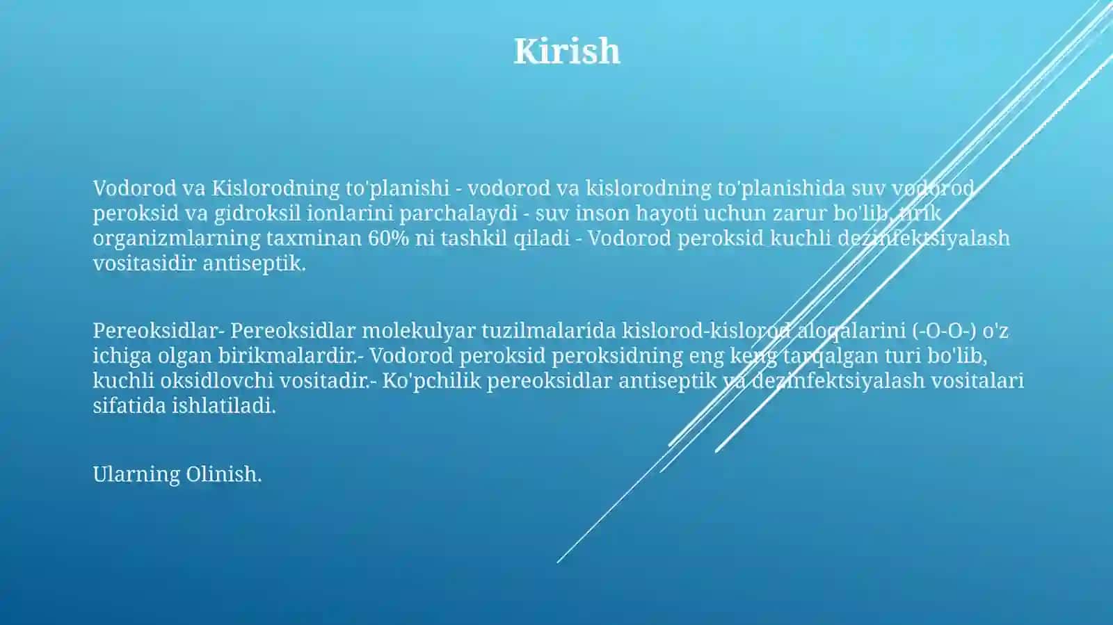 Vodorod Va Kislorodning Birikmalari Pereoksidlar Va UlarningOlinishXossalari 2