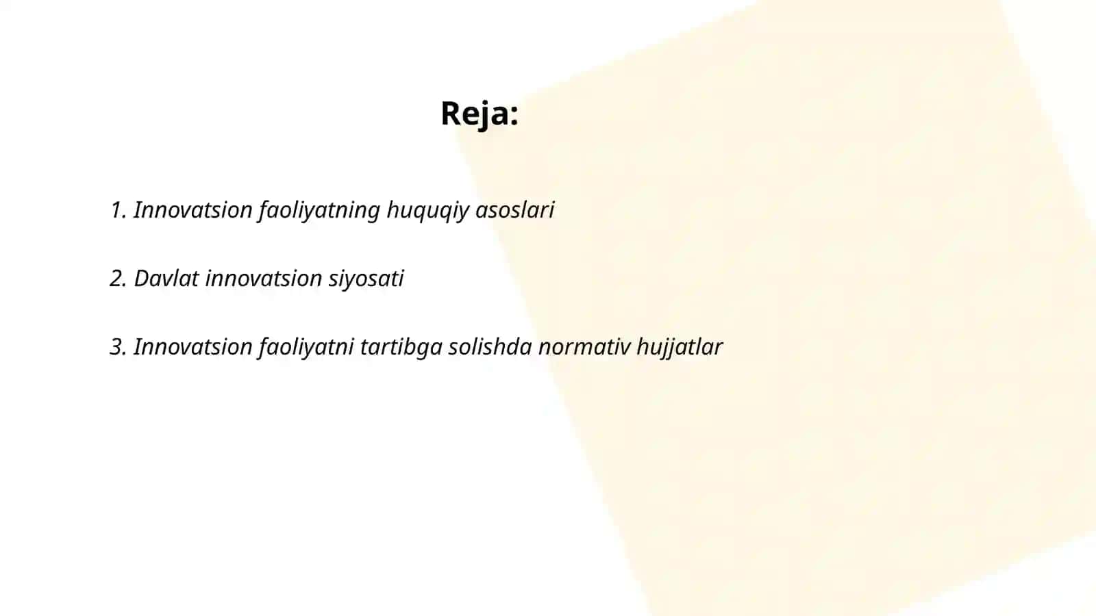 Innovatsion faoliyatning huquqiy asoslari 2