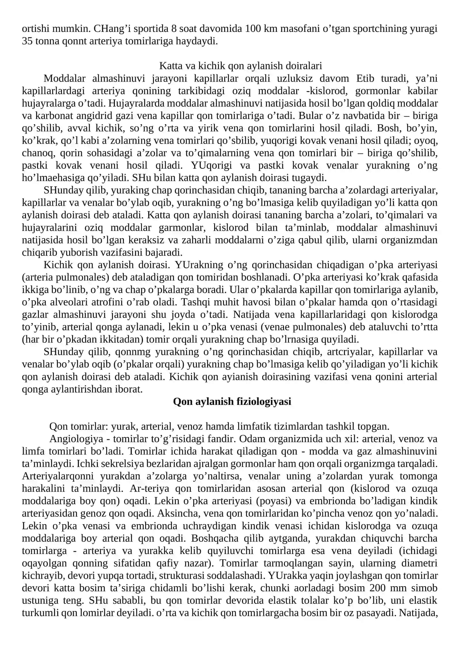 Qоn аylаnish dоirаlаri. Qоnning sistоlik vа minutlik hаjmi 2