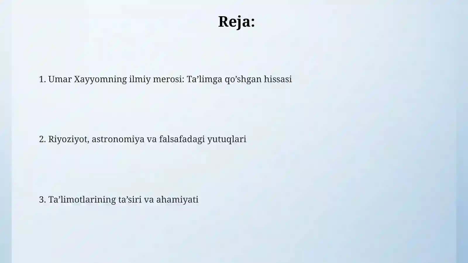 Umar Xayyomning ilmiy merosi 2
