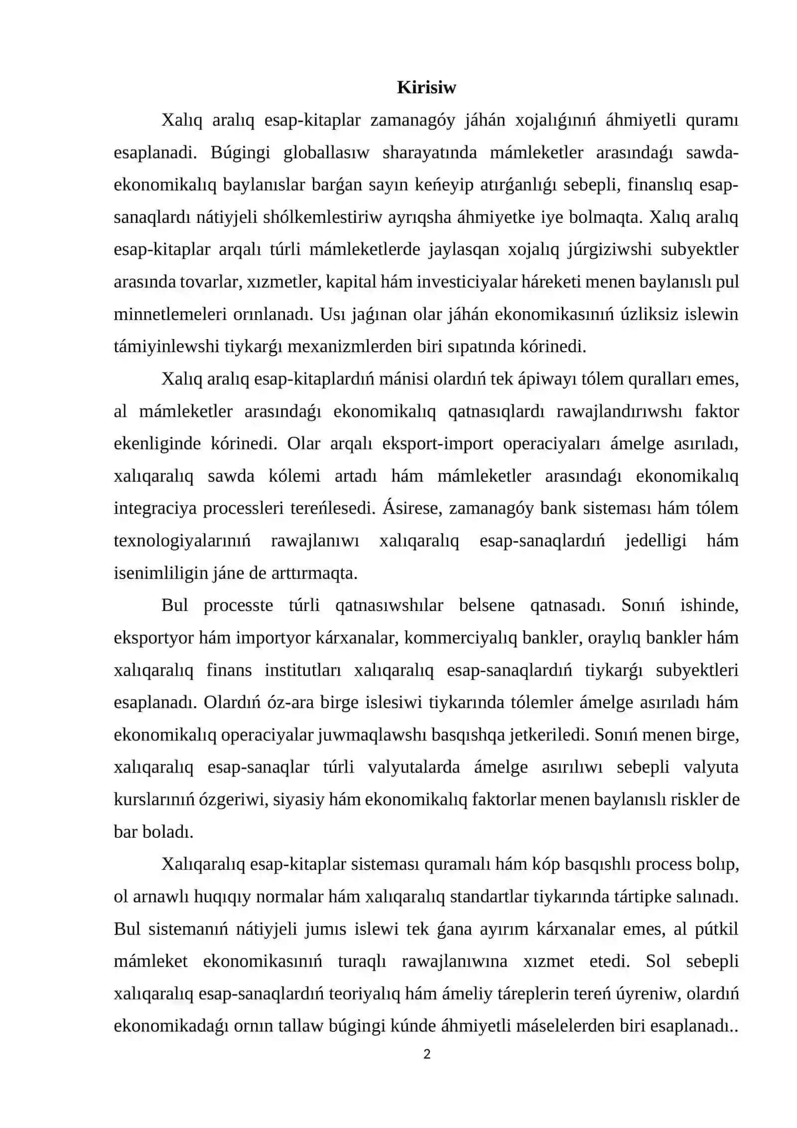 Xalıq aralıq esap kitaplarǵa salıstırmalı xarakteristikası 2