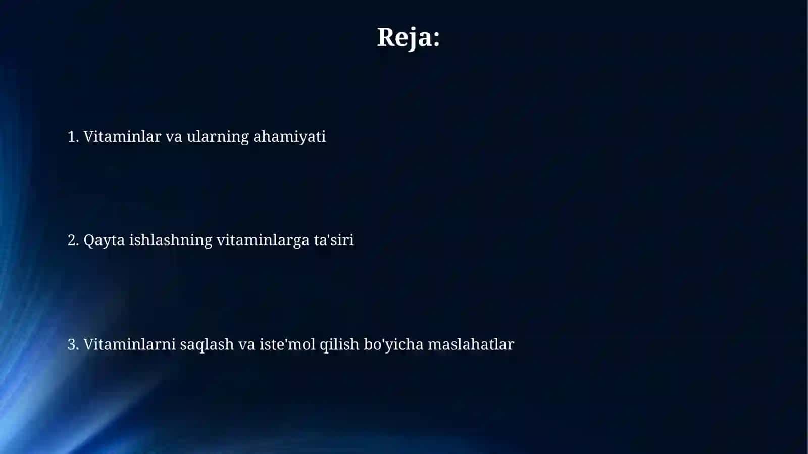 Vitaminlar. ularni qayta ishlash ta'sirida o'zgarishi 2