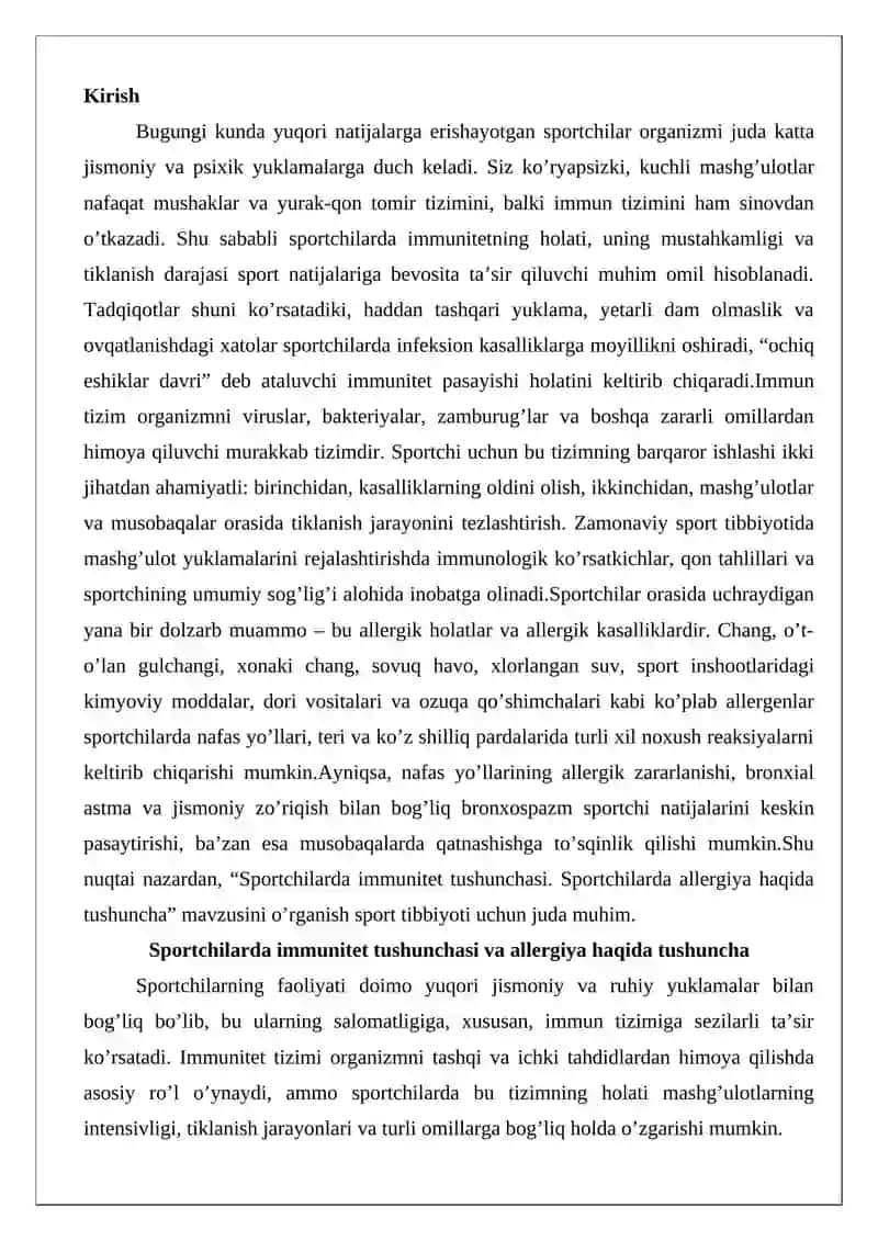 Sportchilarda immunitet tushunchasi 2