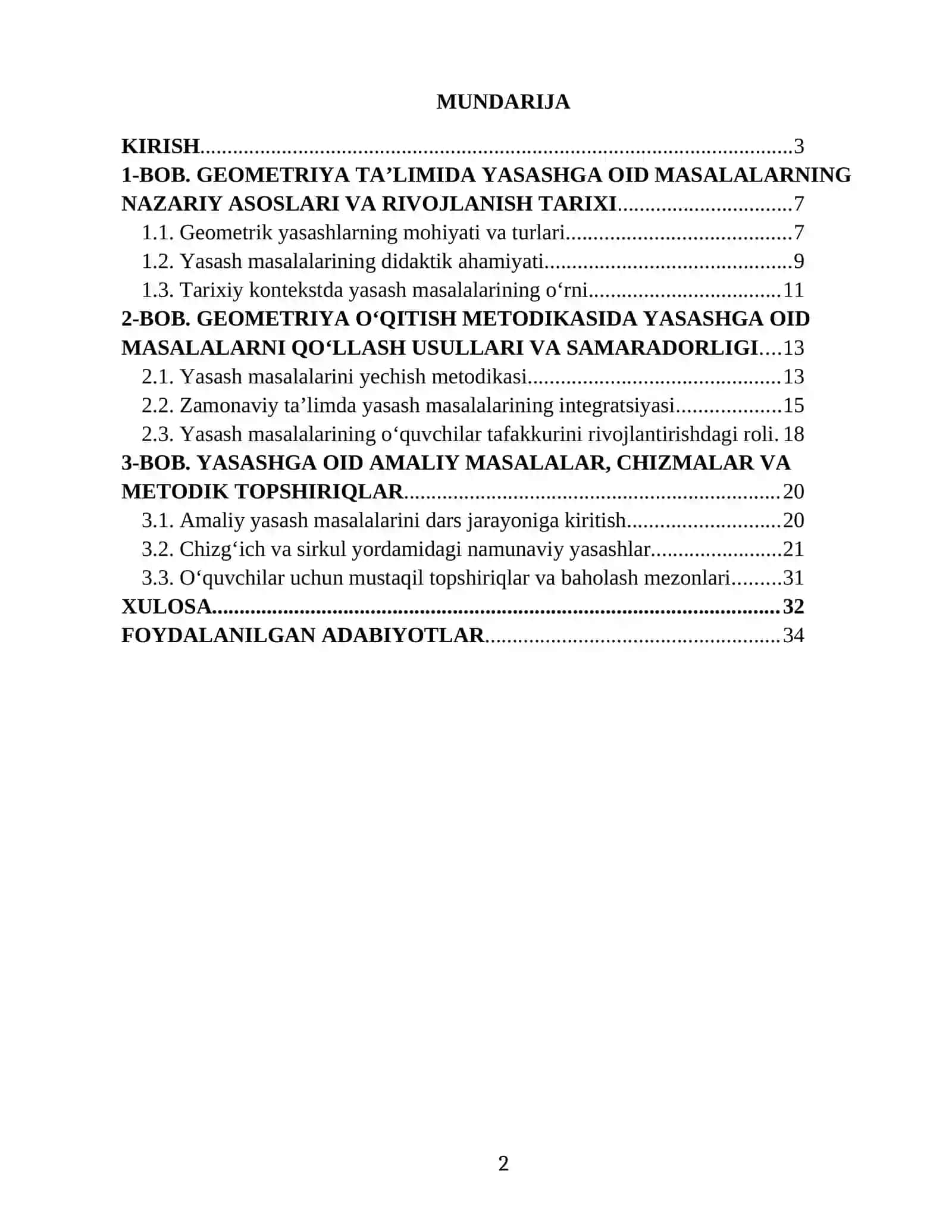 Geometriya o‘qitish jarayonida yasashga oid masalalarning o’rni 2