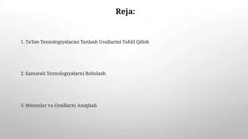 Ta'lim Texnologiyalarini Tanlash Usullarini Tahlil Qilish 2