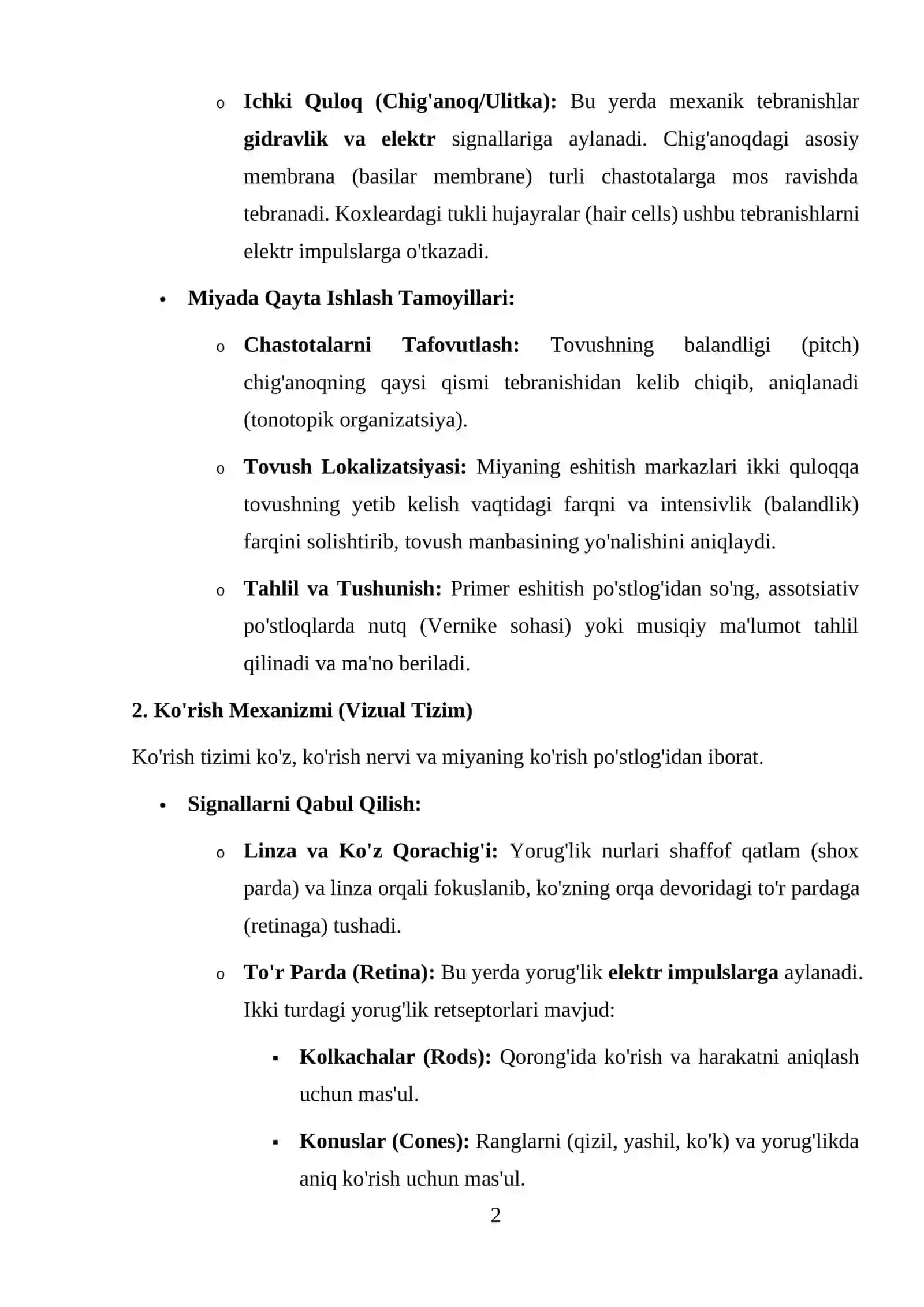 Inson audiovisual tizimi. Signallarni qayt etish vositalari. Nutq signallari va biosignallarning turlari. Nutq signallariga ishlov berish. 2