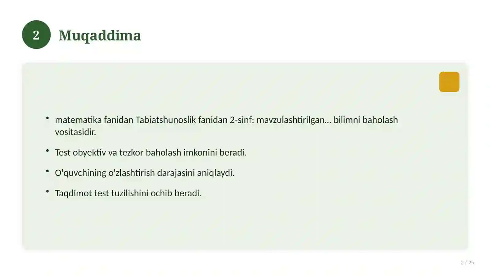 Tabiatshunoslik fanidan 2-sinf: mavzulashtirilgan nazorat ishi va tahlil 2