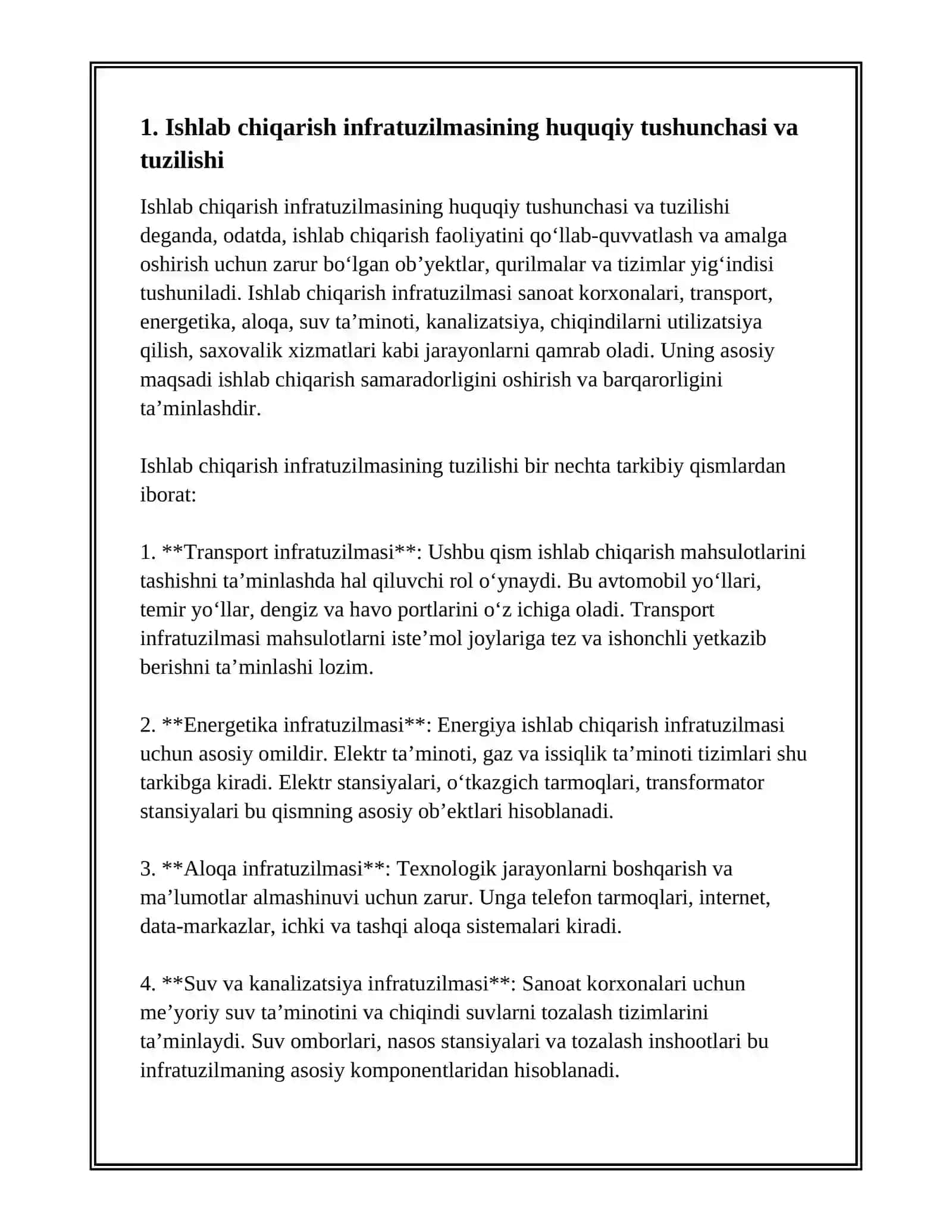 ISHLAB CHIQARISH INFRATUZILMASINING TASHKILIY-HUQUQIY ASOSLARI 2