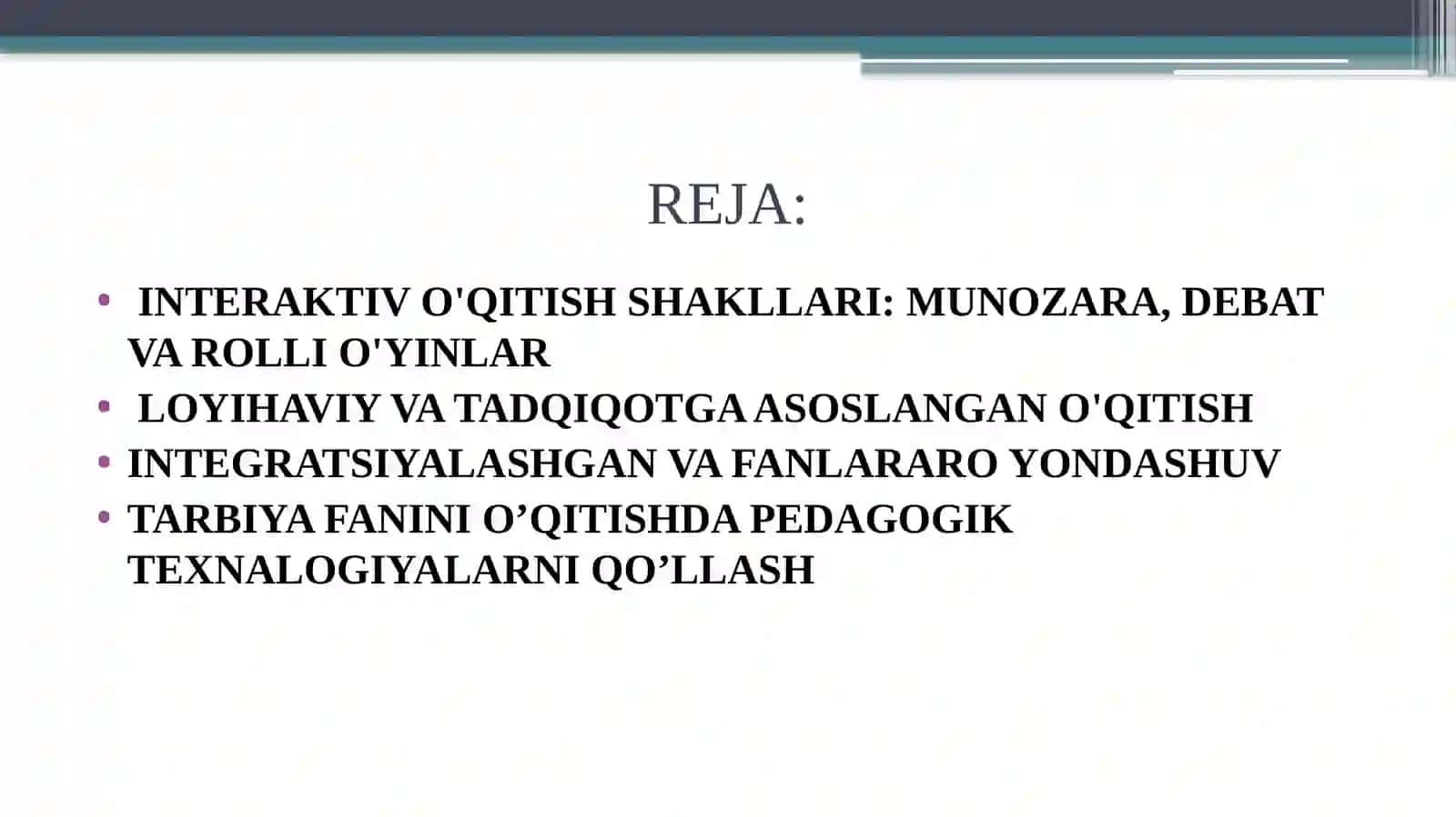 UMUMTA'LIM MAKTABLARIDA TARBIYA FANINI ÔQITISH SHAKILLARINING HAR BIRGA OID MISOLLAR YOZISH 2