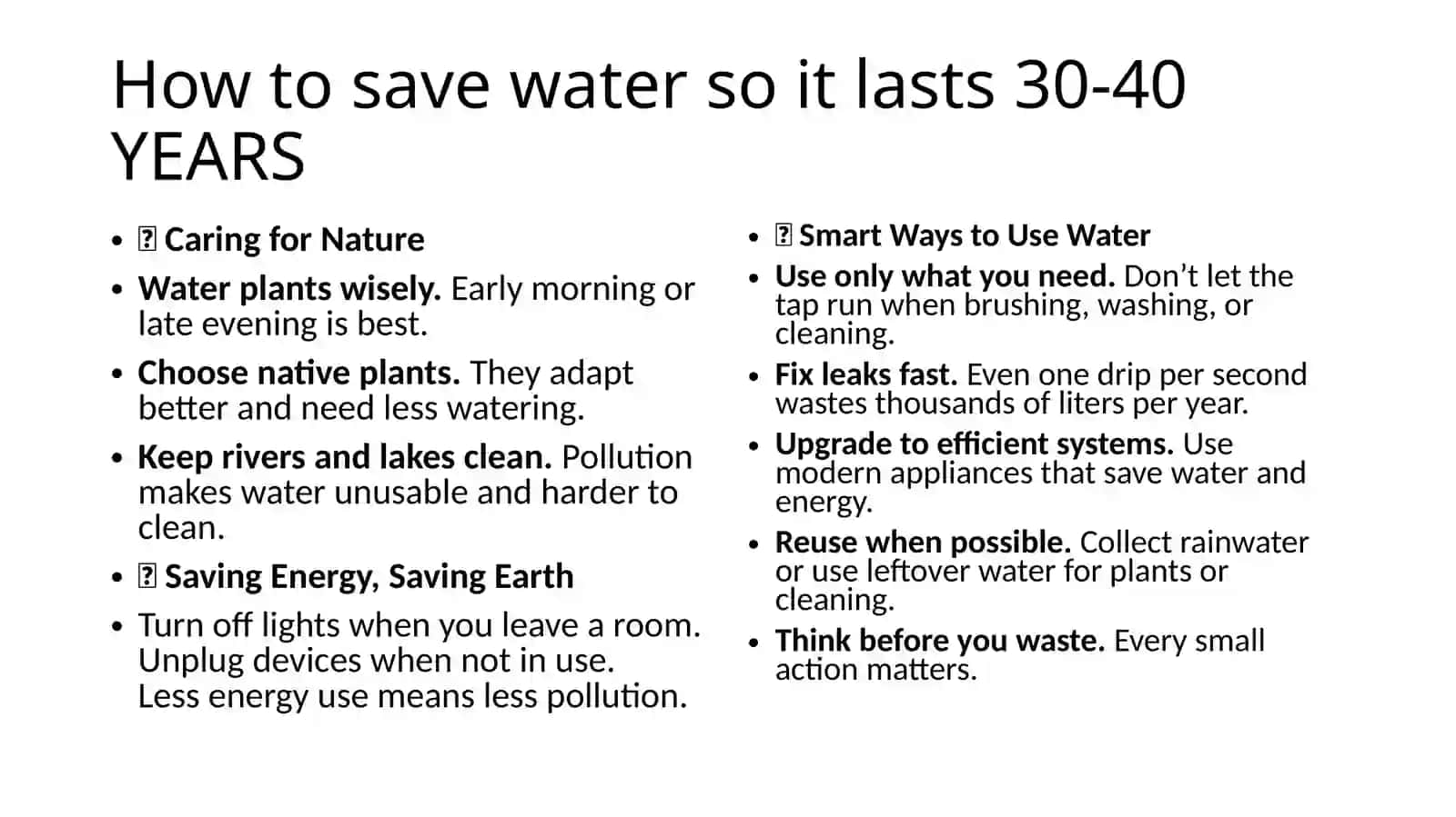 Suvni tejash bo'yicha taqdimot — How to Save Water 2