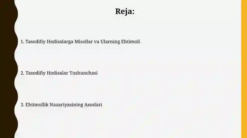 Tasodifiy hodisalar va ularning ehtimolligi haqida tushuncha 11 sinf uchun ochiq dars 2