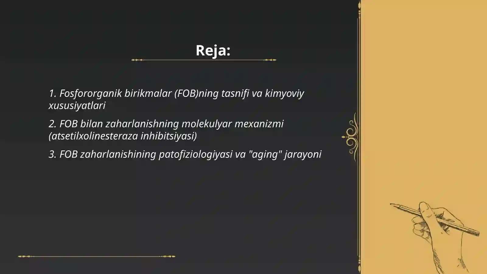 Fosfororganik birikmalar (FOB)ning tasnifi va kimyoviy xususiyatlari 2