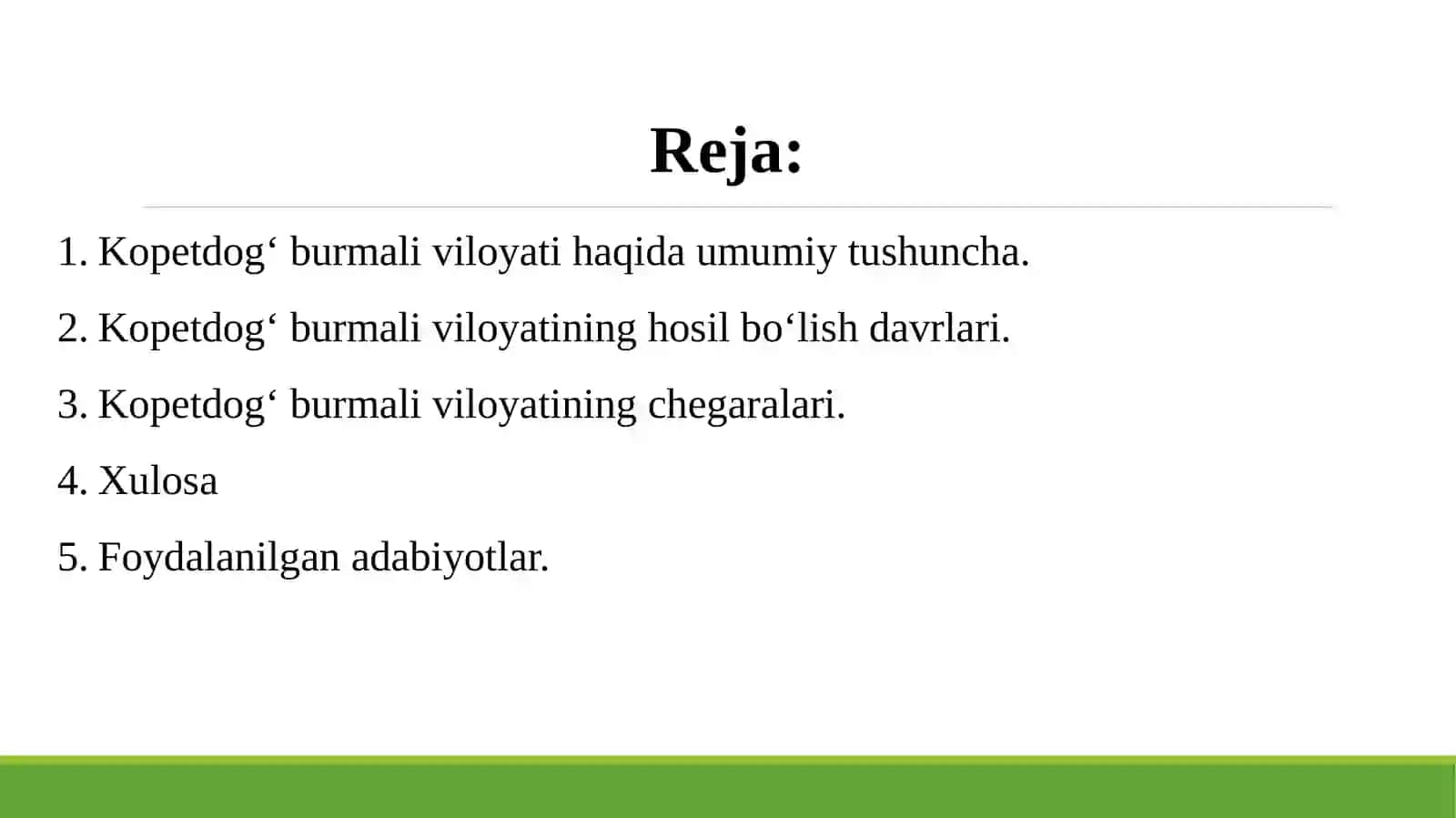 Kopetdogʻ viloyatining geologik tuzilishi, chegaralari. 2