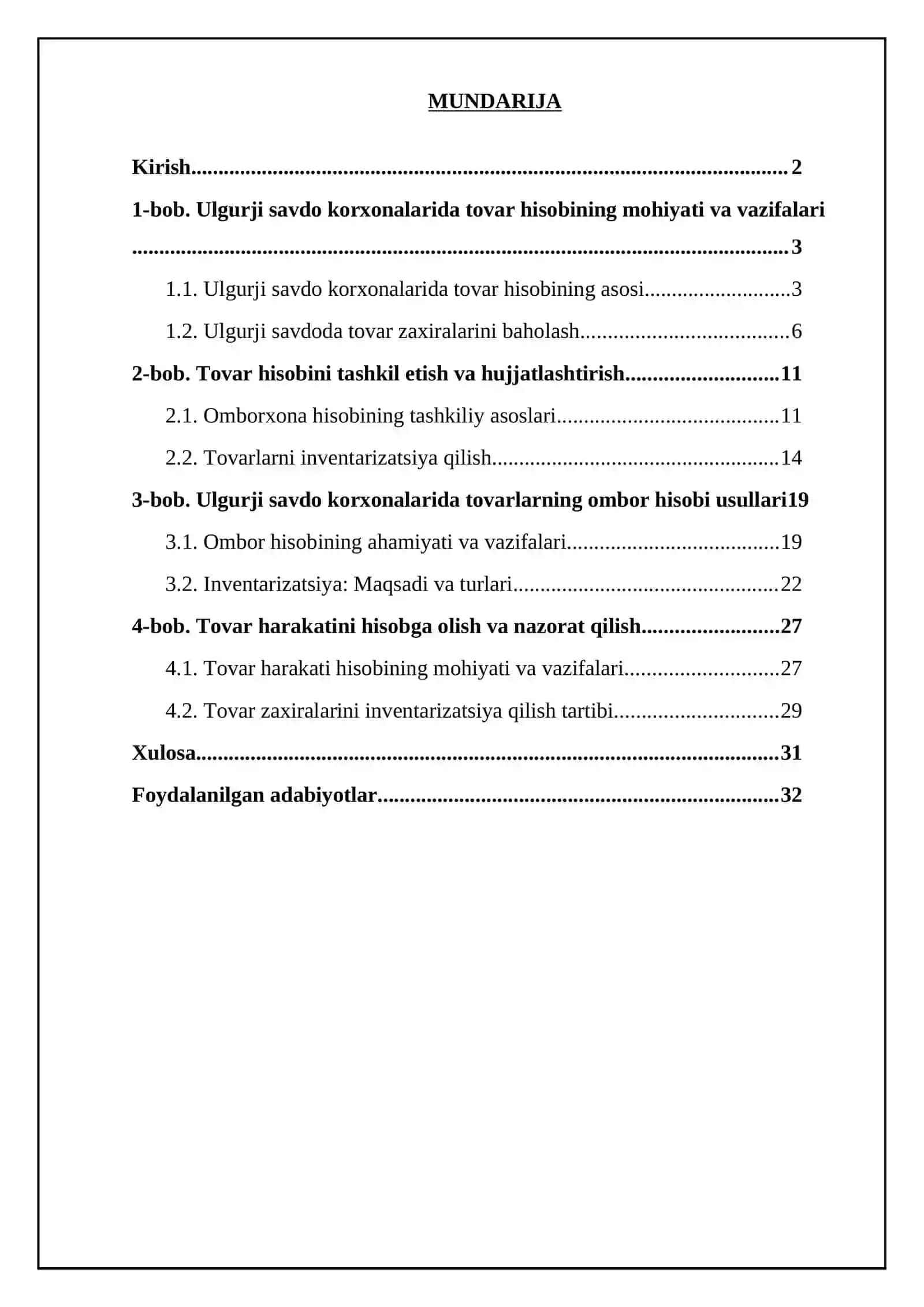 Ulgurji savdo korxonalarida tovarlarning omborxona hisobi 2