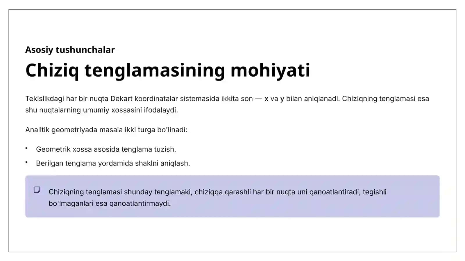 To’g’ri chiziq va uning tekislikdagi tenglamalari 2