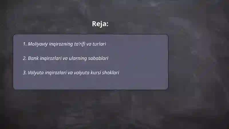 Moliyaviy inqirozlar va ularning sabablari 2