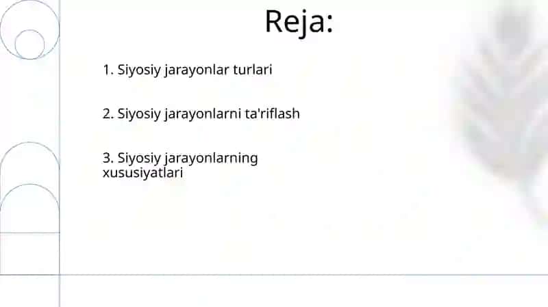 Siyosiy jarayonlar, ularning turlari va xususiyatlari (By Азимова) 2