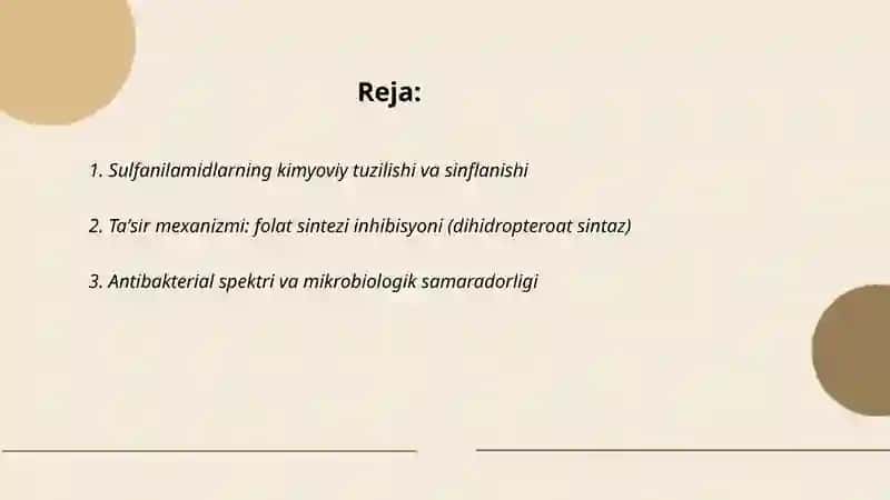 Sulfanilamid preparatlar farmogologiyasi 2