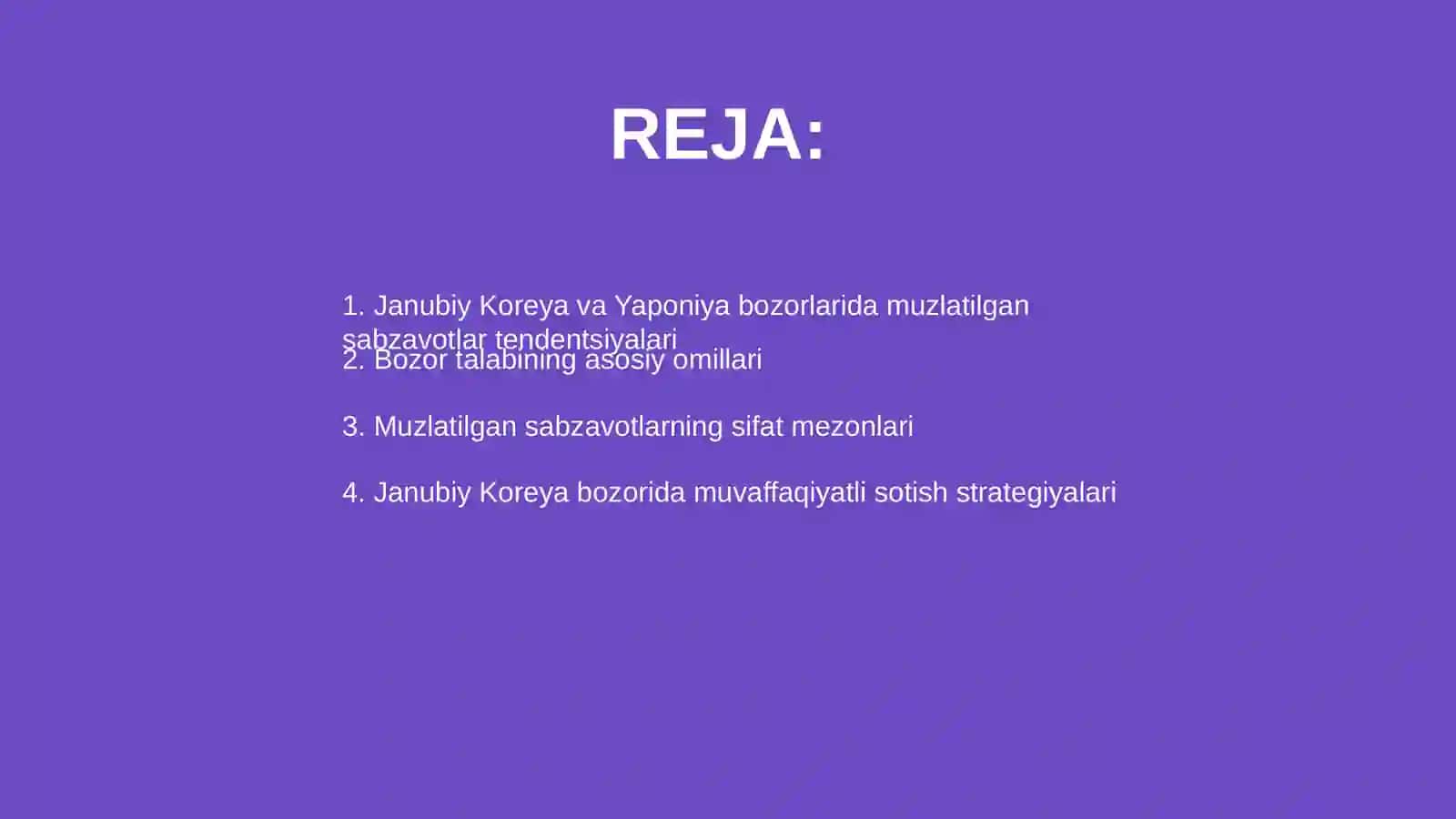 Janubiy Koreya va Yaponiya bozorlarida muzlatilgan sabzavotlarga talab 2