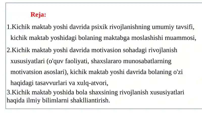 Kichik maktab yoshida vrida psixik rivojlanish xususiyatlar 2