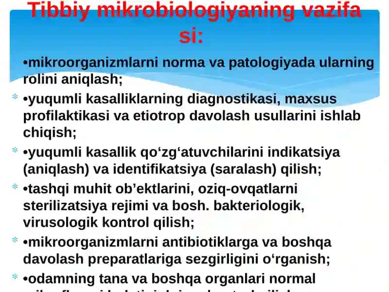 Tibbiy mikrobiologiya, virusologiya va immunologiya modulining maqsadi va vazifalari 2