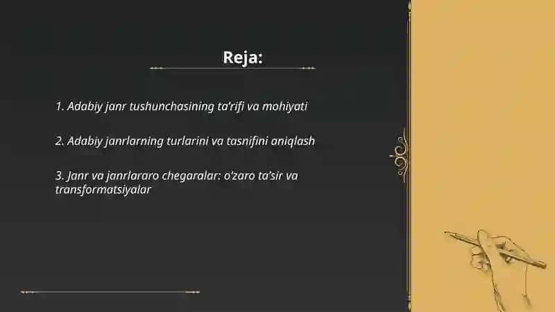 Adabiy janr tushunchasi va uni oʻqitishda janri 2