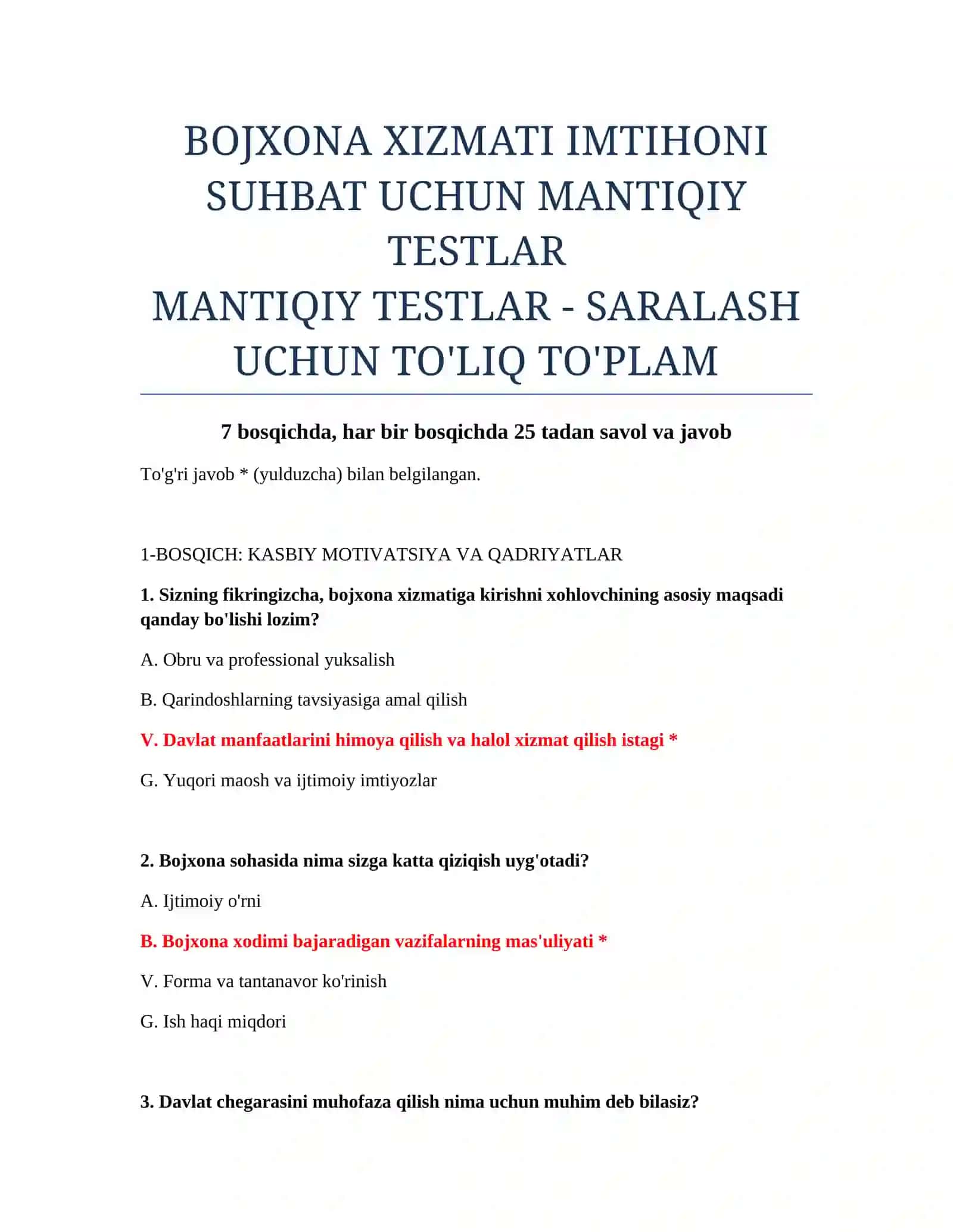 MANTIQIY TESTLAR 2