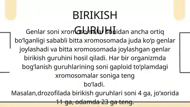 Genlarning birikkan holda irsiylanishi, nasldan naslga o‘tishi 2